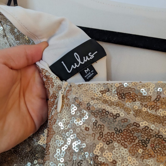 Lulu's gold shimmer sequin mini dress | Size medium (fits small!) โจ - Picture 4 of 16